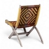 NatWest Sheesham Wood Relaxing Lounge Chair in Assorted Multi-Colour Chindi & Yellow Rope Canning