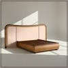 Elowen Softline King Size Bed in velvet With Oak wood Frame & Hydraulic Storage