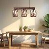 Symmetric Brown Solid Wood Cluster Hanging Light