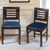 Rosslyn Sheesham Wood Set of 2 Dining Chairs in Mahogany Finish & Navy Blue Velvet Cushion Seat