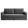 Alfon 3 Seater Velvet Pull Out Sofa Cum Bed with Storage In Dark Grey