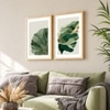 Abstract Face Green Leaf Set of 2 Framed Posters Boho Art 45x60 cm
