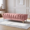 Hoslo Velvet 2 Seater Ottoman Bench in Peach Color