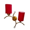 Devansh Metal Electric Wall Light in Gold Colour with Red Shade Count of 2 Lights