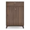 Webster 15 Pair Shoe Rack With Drawer in Classic Walnut Finish