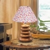 Devansh Printed Cotton Table Lamp With Wood  Pebble Lamp  (10X10X15) Inches