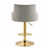 Doe Buck Oliver Adjustable Velvet Bar Stool in Grey Colour with Gold Base