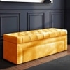 Edin Velvet 2 Seater Upholstered Bench with Storage Yellow Colour