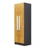 Hexa Red Wooden 2 Door Wardrobe with 4 Shelves in Slate Grey and Giant Wood Colour