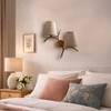Devansh Metal Electric Wall Light in Gold Colour with Beige Shade Count of 2 Lights