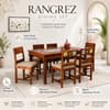 Rangrez Sheesham Wood 6 Seater Dining Set in Honey Oak Finish with Cushioned Chairs