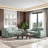 Miles 2 Seater Bamboo Fabric Sofa In Sky Blue Fabric Colour