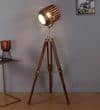 Wooden Spot Light Floor Lamp in Brown Shade