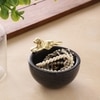 Marble Nut candy  Bowl Brass Dog embedded