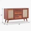Rattan Sheesham Wood Sideboard In Honey Oak  Finish
