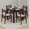 Arabia Leon Solid Wood 4 Seater Dining Table With Set Of 4 Chairs (Colour- Mustard Florals, Finish- Mahogany)