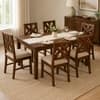 Globally Indian Anvaya Solid Sheesham Wood 6 Seater Dining Table Set 6 Chairs Beige