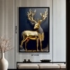 The Castle Decor Golden Deer Wall Painting Framed Artwork 20x30 Inch
