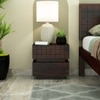 Cnc Solid Wood Bedside Table in Walnut Finish