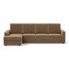 Apollo Sofa (Colour : Fawn Velvet, Cushion : Hard, Back Type : High Back, Seating Capacity : Left Aligned 3 Seater + Left Aligned Chaise + Ottoman)