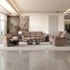 Silvana Three Seater Motorized Fabric Recliner in Taupe Beige Colour