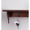 Wooden Wall Shelf with 3 Key Hooks in Brown Colour