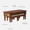 Rangrez Sheesham Wood Nesting Coffee Table in Honey Oak Finish with Cushioned Stools by Mudramark