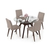 Wesley  4 Seater Dining Table With 4 Persica Chairs(Chair Colour- Beige, Finish- Dark Walnut)