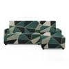 Right Aligned 2 Seater Right Aligned Chaise Green Triangles Sofa Cover