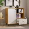 Hexa Engineered Wood Bookshelf Multipurpose Storage Rack in Giant Wood and Frosty White Colour