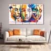 The Castle Decor Abstract Face Wall Art Framed Painting 27x48 Inch
