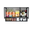 Aluminium Black Profile 3 Fluted Glass Handless Shutter With Space Organizer In Slate Grey Finish