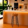 Doe Buck Tufted Counter Height Bar Stool in Brown Colour with Gold Footrest