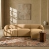 Zenliving Wood Left Aligned 3-Seater With Upholstery Non Storage Sofa In Brown Colour