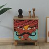 Mario Mango Wood Hand Painted Multicolour 1 Door Small Cabinet In Natural Finish