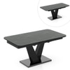 Caribu 6 To 8 Extendable Dining Table With 8 Doris Swivel Accent Chairs (Chair Colour- Blue, Finish- Black High Gloss)