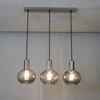 OPALINE Globe Linear Cluster Hanging Pendant Light In Smoke Glass And Chrome Finish Metal