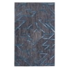 Modern Geometric Wool Silk Area Rug Charcoal Blue 4 x 6 Feet Handmade Carpet