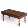 Bestone Sheesham Wood Accent 2 Seater Bench In Taupe Brown Velvet