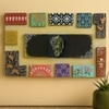 Multi Color Wooden Wall Art Panel with hand made God's idol Cone Art Work of Marble Dust and Clay