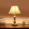 Devansh Off-White Cotton Vintage Cross Pleated   Lamp With Wood Base  (12X12X17)