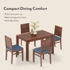 Atlas Solid Wood 4 Seater Dining Table With 4 Atlas Dining Chairs (Finish : Honey, Chair Colour : Baltic Blue)
