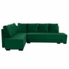 Melo 3 Seater Left Sectional Velvet Sofa Cum Bed in Green colour