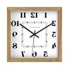 Spaces Unhooked Reversed Numeral Square Wooden Wall Clock, Natural Wood Frame and White Dial