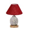 Devansh Conical Maroon Jute Shade Lamp With Wood & Mosaic Glass Base For Decoration/Office/Home/Gifting/Study For Decoration/Office/Home/Gifting/Study -(10X10X14.5) Inches -A