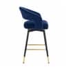 Doe Buck Mixoy Velvet Bar Stool in Emerald Blue Colour with Gold Accents