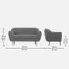 Colam Velvet 2 Seater Sofa in Dark Grey Colour