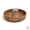 AJ Exports Premium Solid Acacia Wood Round Tray with Raised Security Edges Handcrafted