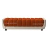 Resco  Velvet 2 Seater 4 Feet Ottoman Bench in Orange & Cream  Color