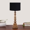 Devansh Black Cotton Table Lamp With Wood Natural Base (7X7X21.25 Inches)-3